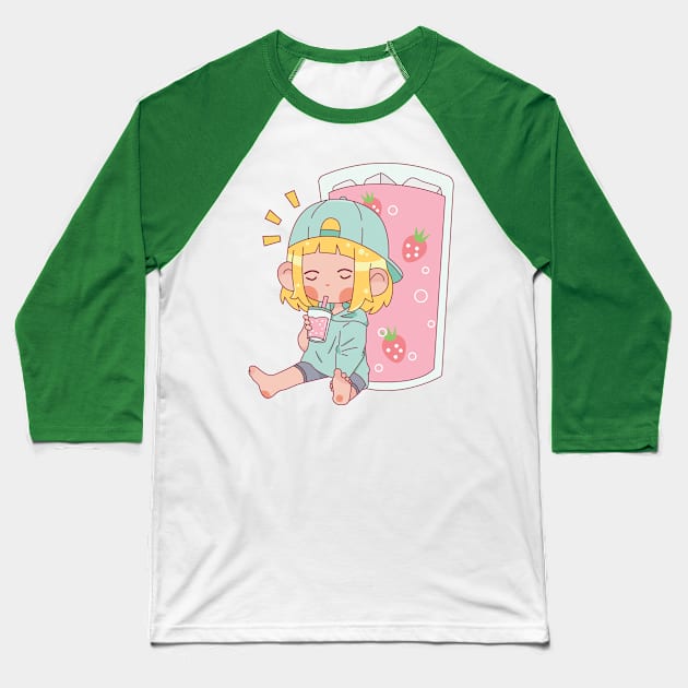 Cute Baby Anime Juice Characters Strawberry Baseball T-Shirt by TinPis